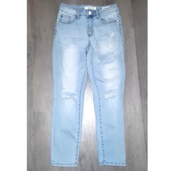 Judy Blue Boyfriend Fit Straight Leg Skinny Jeans Size 3/26 Distressed Denim - Picture 1 of 9